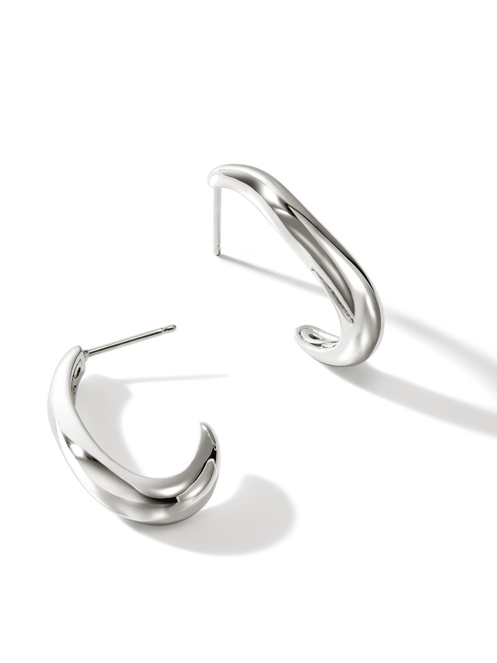 New John Hardy Surf Medium J Hoop Sterling Silver Earrings - Picture 16 of 16